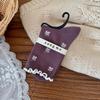 Songmu Plum Fruit Purple Series "Boneless Socks, Middle Socks, Korean Girls, Bow Piles Of Socks