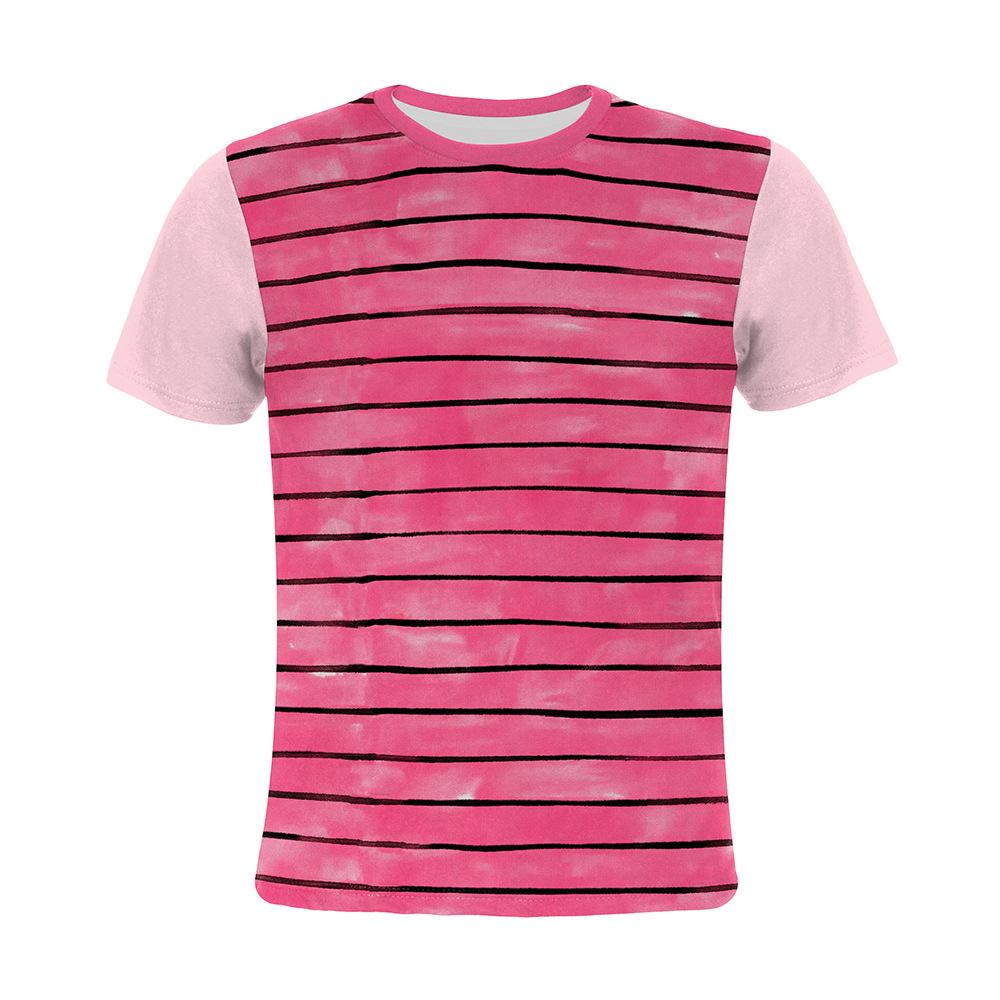 Despicable Me Agnes 3D Print Kids Short Sleeve T-Shirt Pink Striped Cosplay Halloween Party Costume