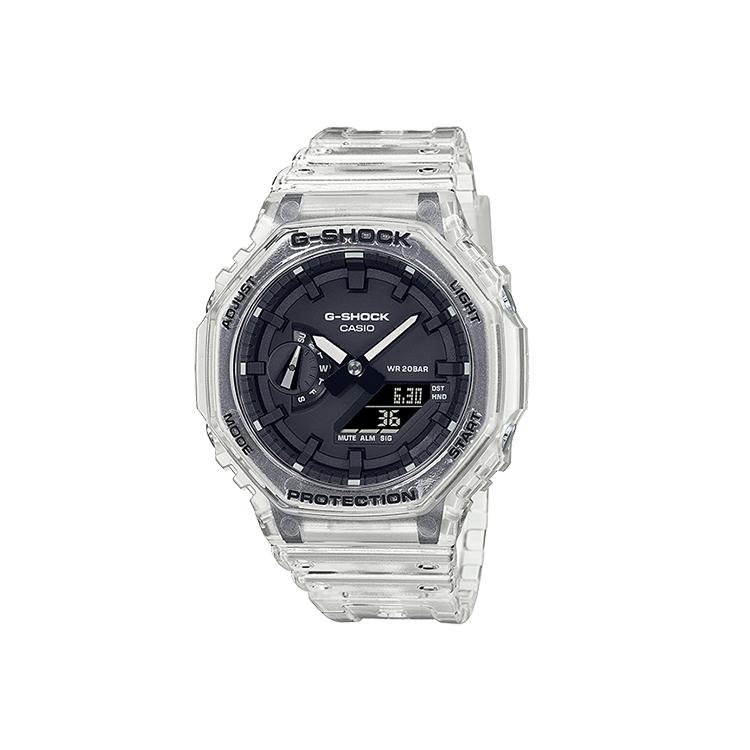 Casio Специальная коллекция GA2100 Кварцевый механизм Стальной ремешок Часы Унисекс Черный циферблат GA-2100SKE-7A(Часы1--)