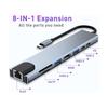 8 in 1 USB C To RJ45 Ethernet Multiports Hub with 4K HDMI,TF / SD Card Reader, USB-C, PD Charging, 2 USB-A for MacBook and More