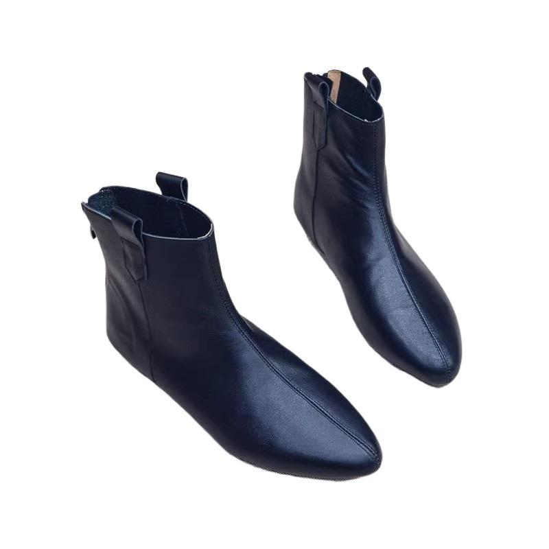 Распродажа женской обуви Новые женские ботильоны Лаконичные современные ботинки Женские швейные туфли с острым носком на низком каблуке с молнией сзади