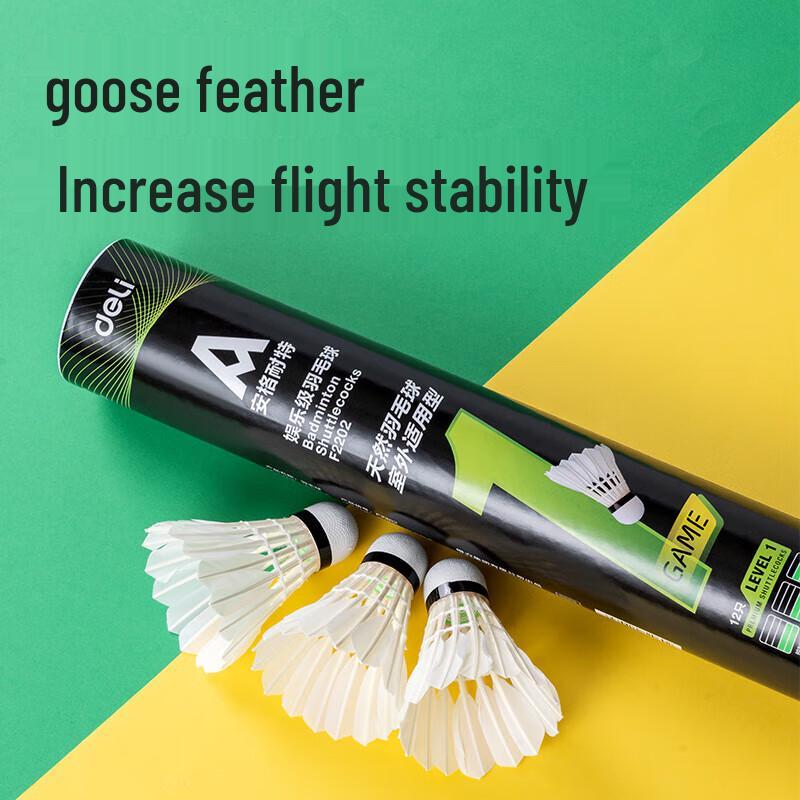 Deli Angnet Goose Feather Badminton Shuttlecocks (12-Pack)