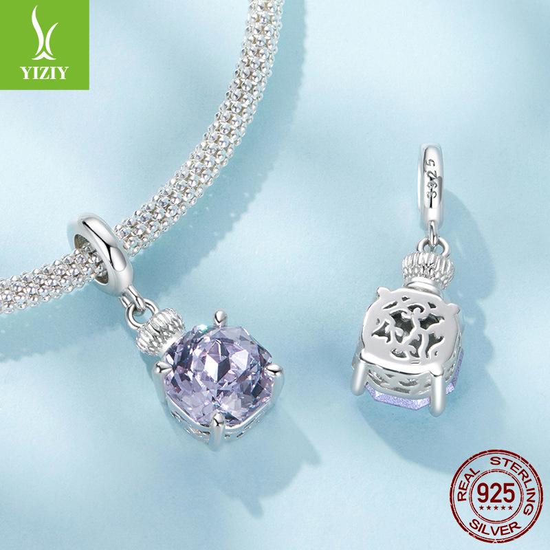 Exquisite Shining Purple Perfume Bottle Diy Pendant Accessories Fashion Premium S925 Sterling Silver Beads
