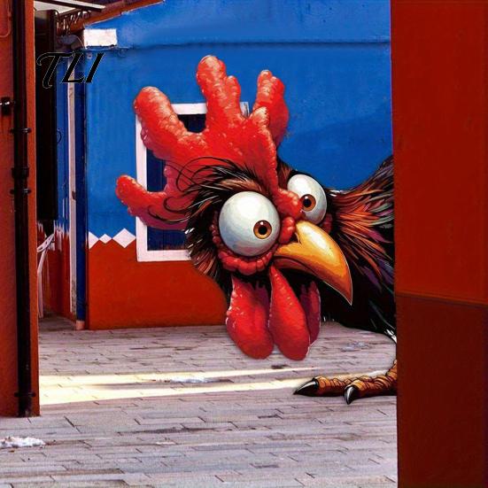 Unique Home Patio Decoration Peeking Rooster Wall Art, Funny Metal Decoration, Rustic Whimsical Gift for Gardeners Farmhouse Chicken Decor
