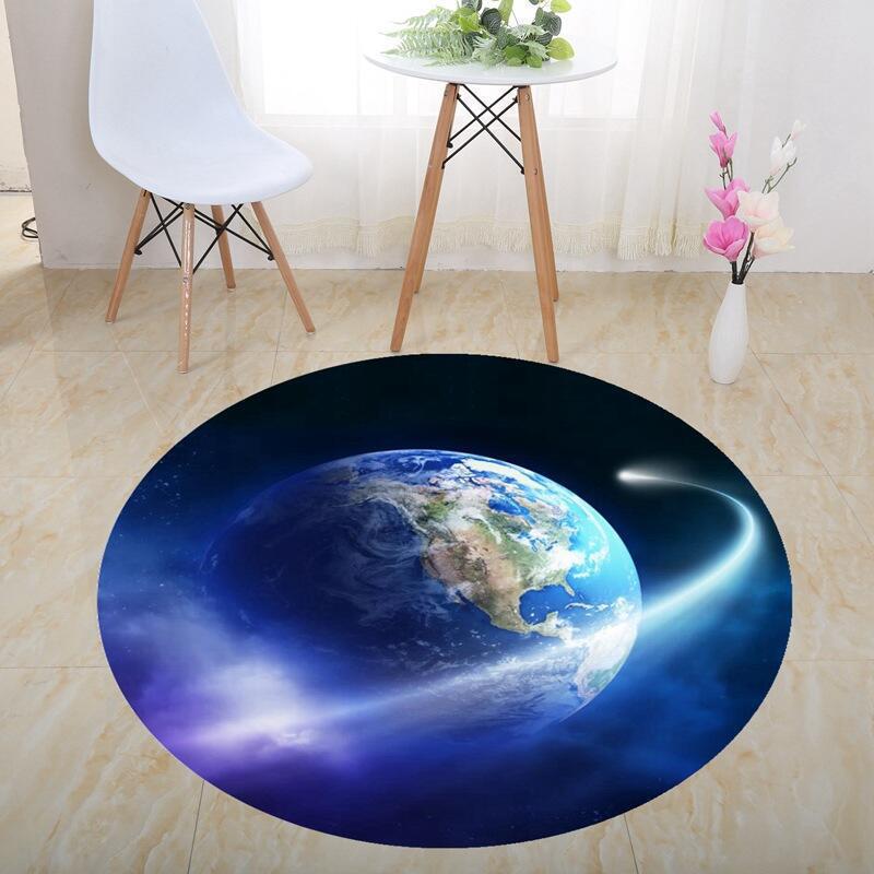 3D Illusion Halloween Black & White Round Carpet for Bedroom & Living Room
