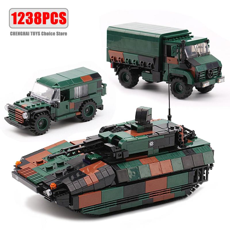 Ww2 Cannon Assault Armored Vehicle Battle Tank Car Truck Army Weapon Building Blocks Sets Model Boys Toys for Kids Gift
