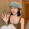 Берет Женский Любовь вываренный Деним Восьмиугольная Шляпа Тонкая Дышащая Восьмиугольная Шляпа Художника Большой Обхват Головы Подчеркивающий Лицо Маленькая Шляпа