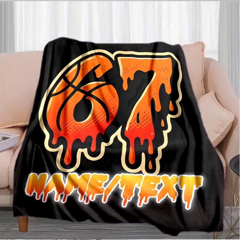 1PC Custom Name "67 Basketball Legend" flannel blanket versatile,all-season throw suitable for the living room,bedroom,camping,travel,and gift