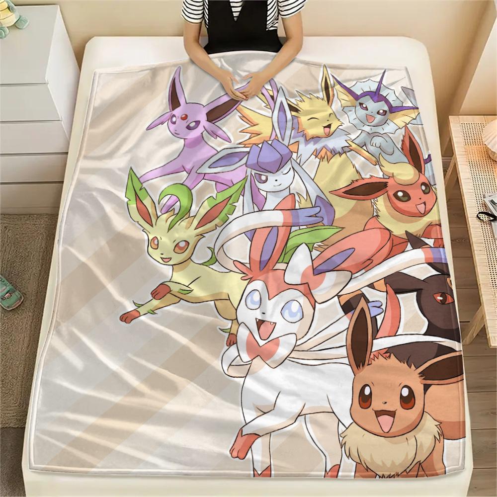 Pokémon Combination Print Flannel Blanket, High quality Comfortable for All Seasons, Home Decor, Warmth and Comfort