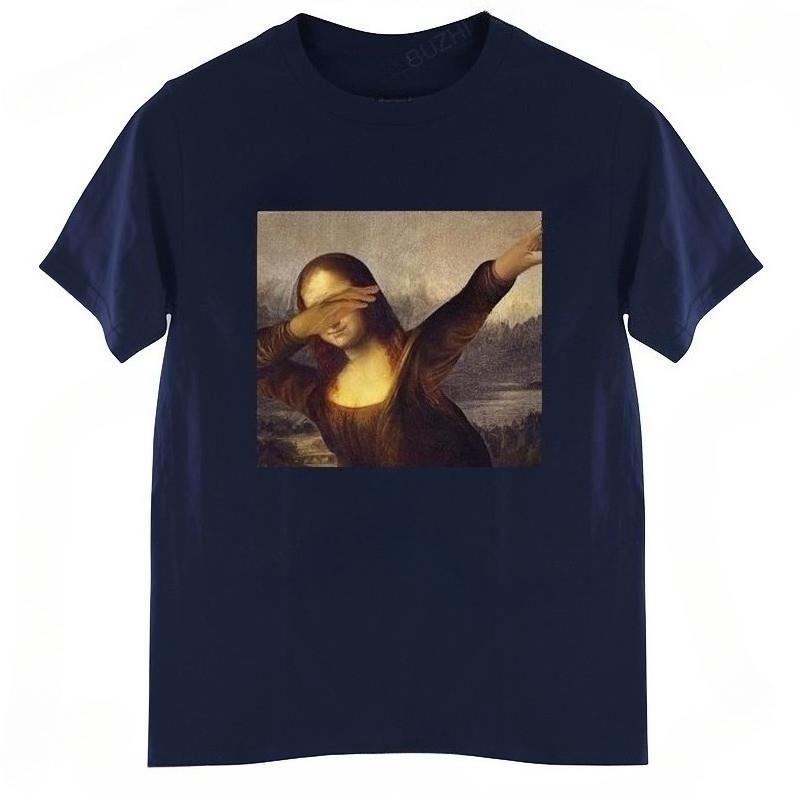 Летняя футболка Мужская хлопковая футболка Унисекс Танцующая Мона Лиза Даб Хип-хоп Классическое искусство Мона Лиза Черная мужская футболка