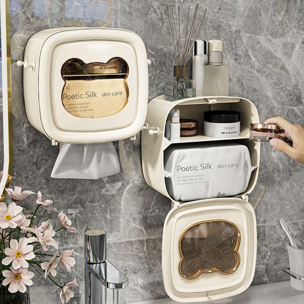 Wall Mounted Roll Paper Tube Box Waterproof Washcloth Storage Box Durable Toilet Paper Box Home