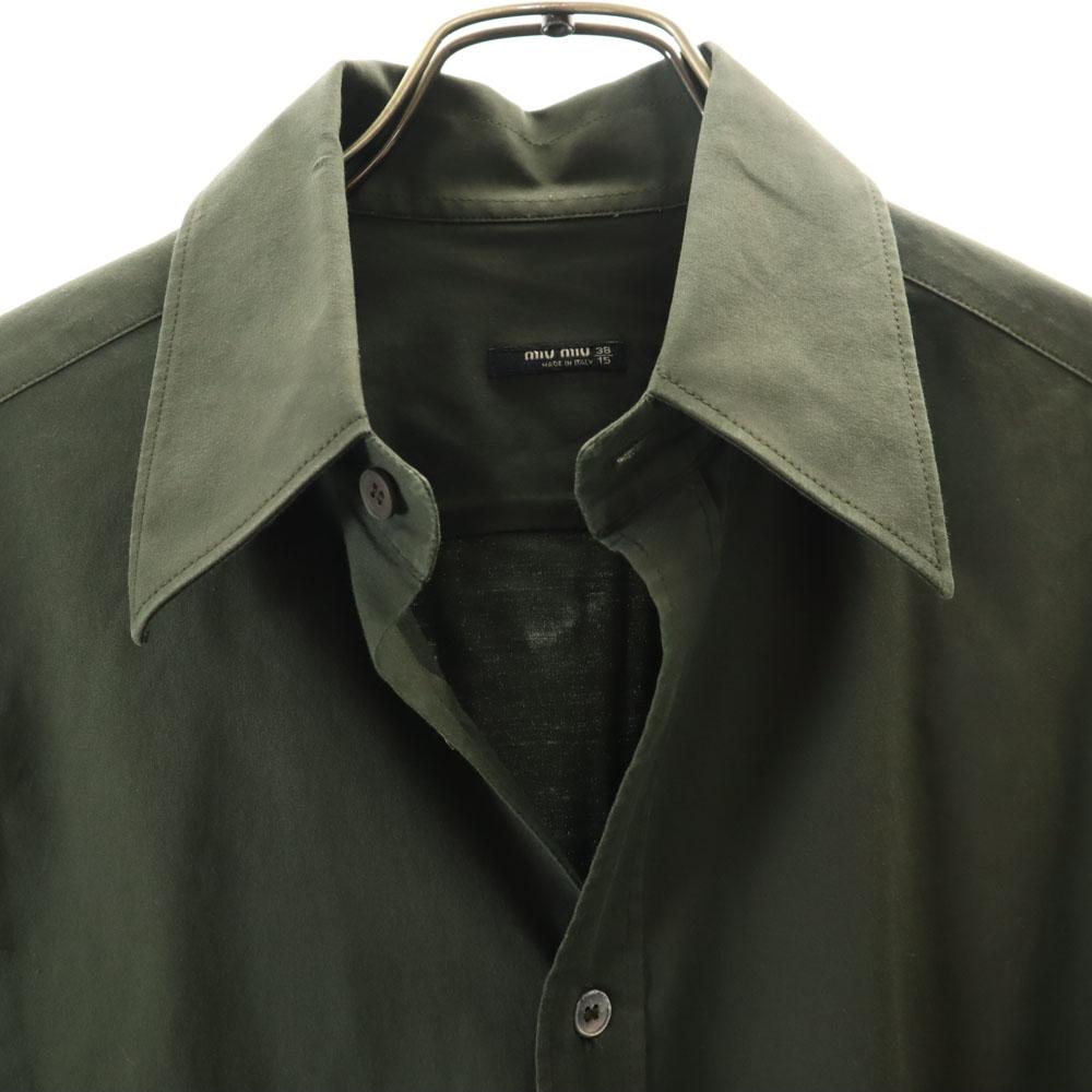 MIUMIU Сделано в Италии Рубашка с длинным рукавом на пуговицах 38/15 хаки Мужская Б/у