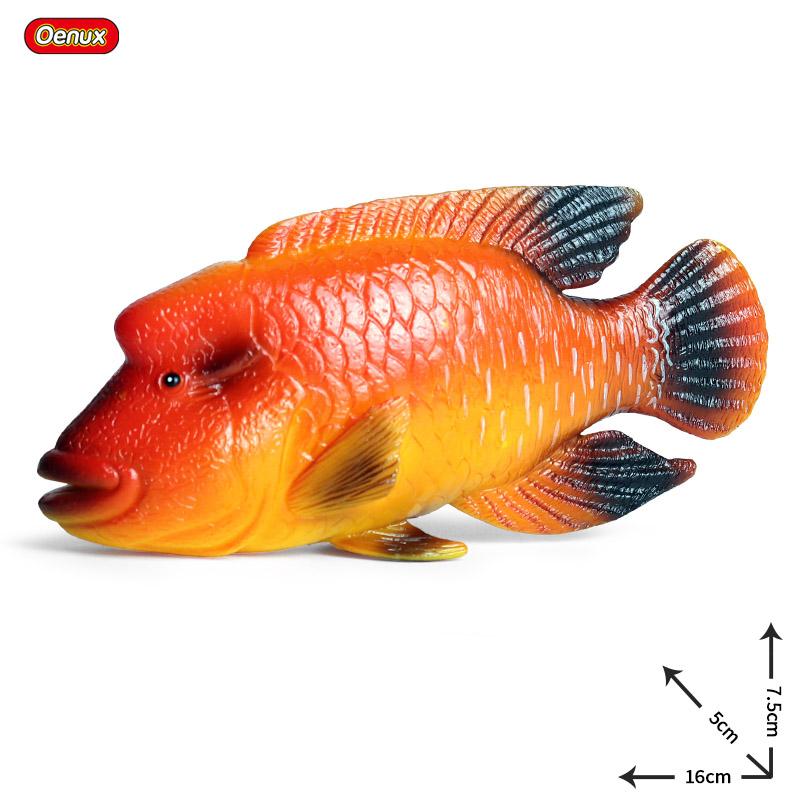Oenux Модель Морские Животные Фигурки Экшн Океанские Рыбы Парусник Окунь Групер Лосось Фигурки для Аквариума ПВХ Обучающая Детская Игрушка