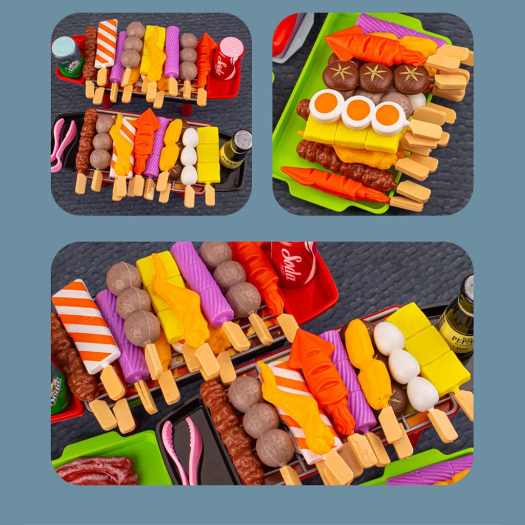 28pcs Kids Barbecue Grill Playset Clamp Tray Foods Simulation Kitchen Role Play BBQ Grill Toys