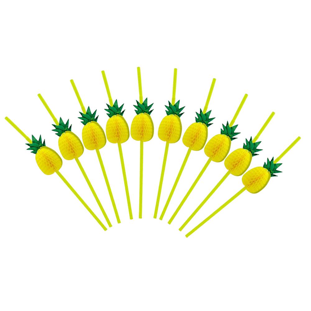 100Pcs 3D Pineapple Tropical Fruit Straw Beach Party Cocktail Drinking Sucker CDN