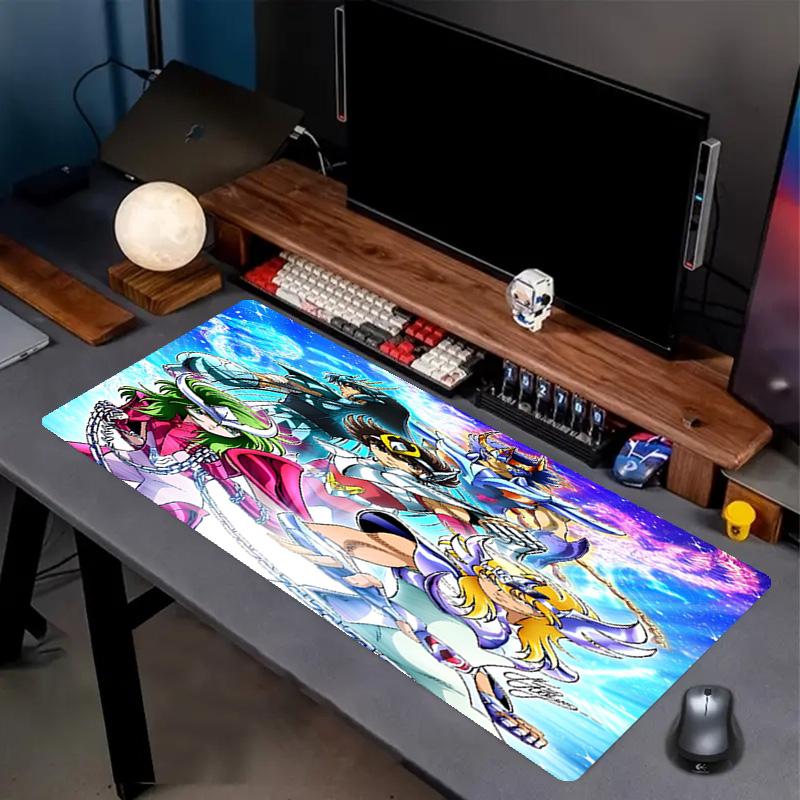 Saint Seiya Print Mouse Pad, Anti‑Slip Desktop keyboard Mat, for PC Laptop Gaming Working Daily Use, Cool Festival Surprise Gift