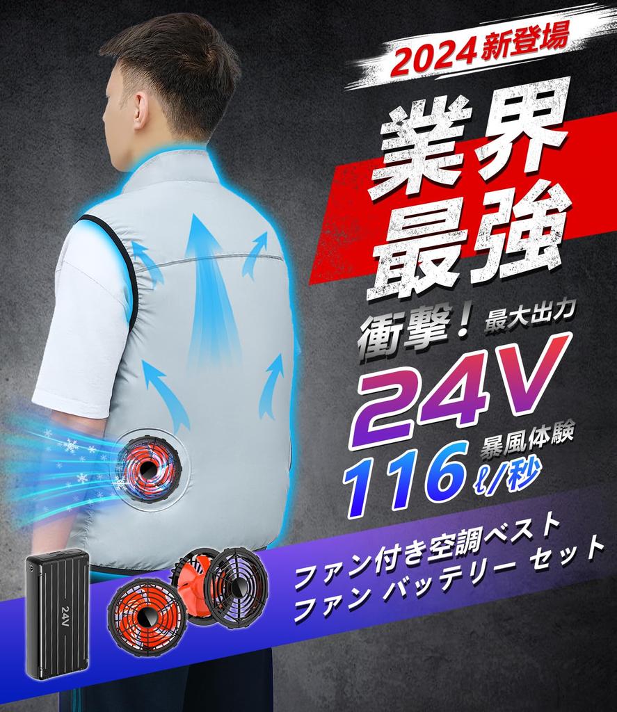 Vest Set with Fan New Release 24V Super High Output 30000mAh Large Work Fan Air Flow UV Work Clothes with Storm Quick Charger Essential for Protection