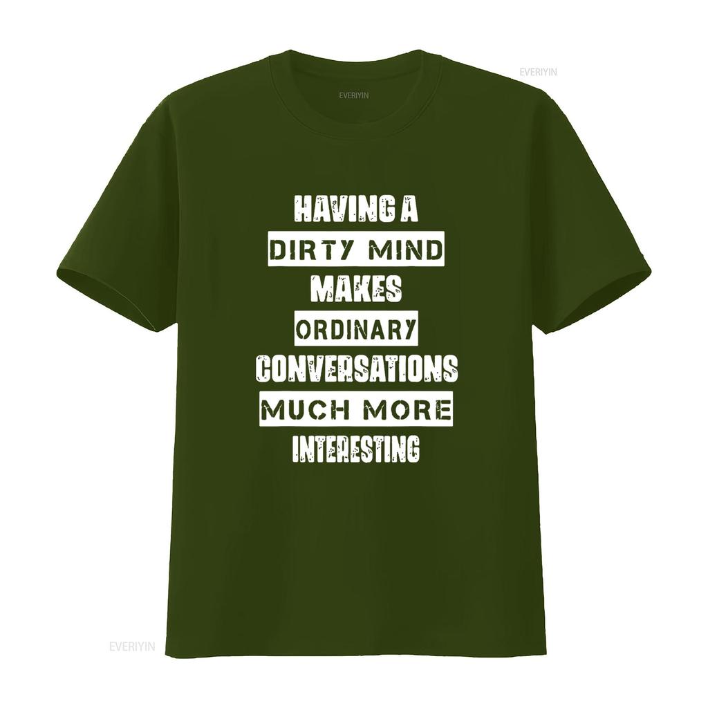 Женская футболка с забавной надписью 'Having A Dirty Mind' Черная Средняя винтажная стирка унисекс Удобная Универсальная