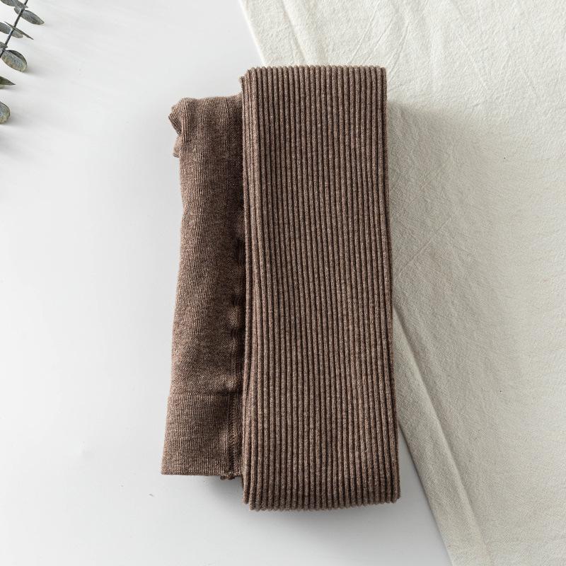 Женские леггинсы в рубчик с полосками - Белые хлопковые колготки до щиколотки для весны и осени.