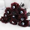 Artificial Black Rose With Eyeball Fake Flower Horror Halloween Cosplay Supplies Costume Accessories Home Decor 1PC