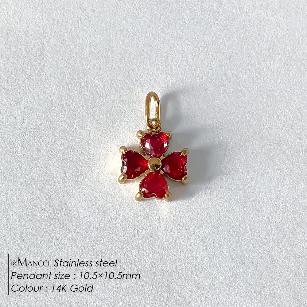 EManco Подвеска-клевер из нержавеющей стали с позолотой 14 карат и разноцветным цирконом для серег или ожерелья своими руками