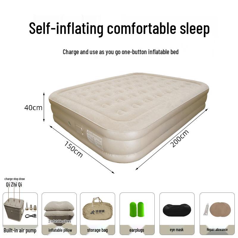 Smart AI Voice-Controlled Inflatable Air Mattress for Outdoor Camping – Thickened Double Bed Sheet