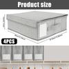 4Pcs Sheet Storage Box Organizer Foldable Window Label Blanket Bed Sheet Organizer Box Wardrobe Bed Clothes Storage Organizer