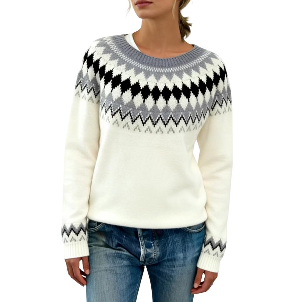 Женский модный свитер с круглым вырезом, свободный, с длинным рукавом, вязаный топ