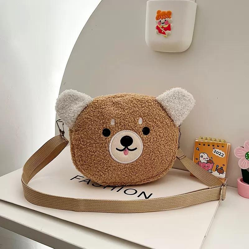 Japanese Style Kawaii Bag Women Cartoon Cat/Dog/Sheep Plush Shoulder Bag Crossbody Bag Small Phone Purse Bolsa Feminina