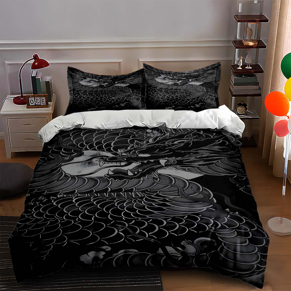 Dragon scale motif Bedding Duvet cover sets Duvet covers Pillowcases gifts (1 * Duvet Cover 2 * Pillowcases, without duvet insert)
