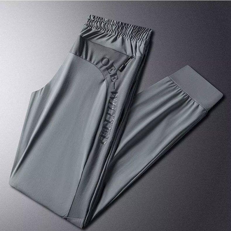 Летние мужские брюки Ice Silk 2023 года: Легкая, быстросохнущая, дышащая, с модным принтом, повседневная спортивная одежда