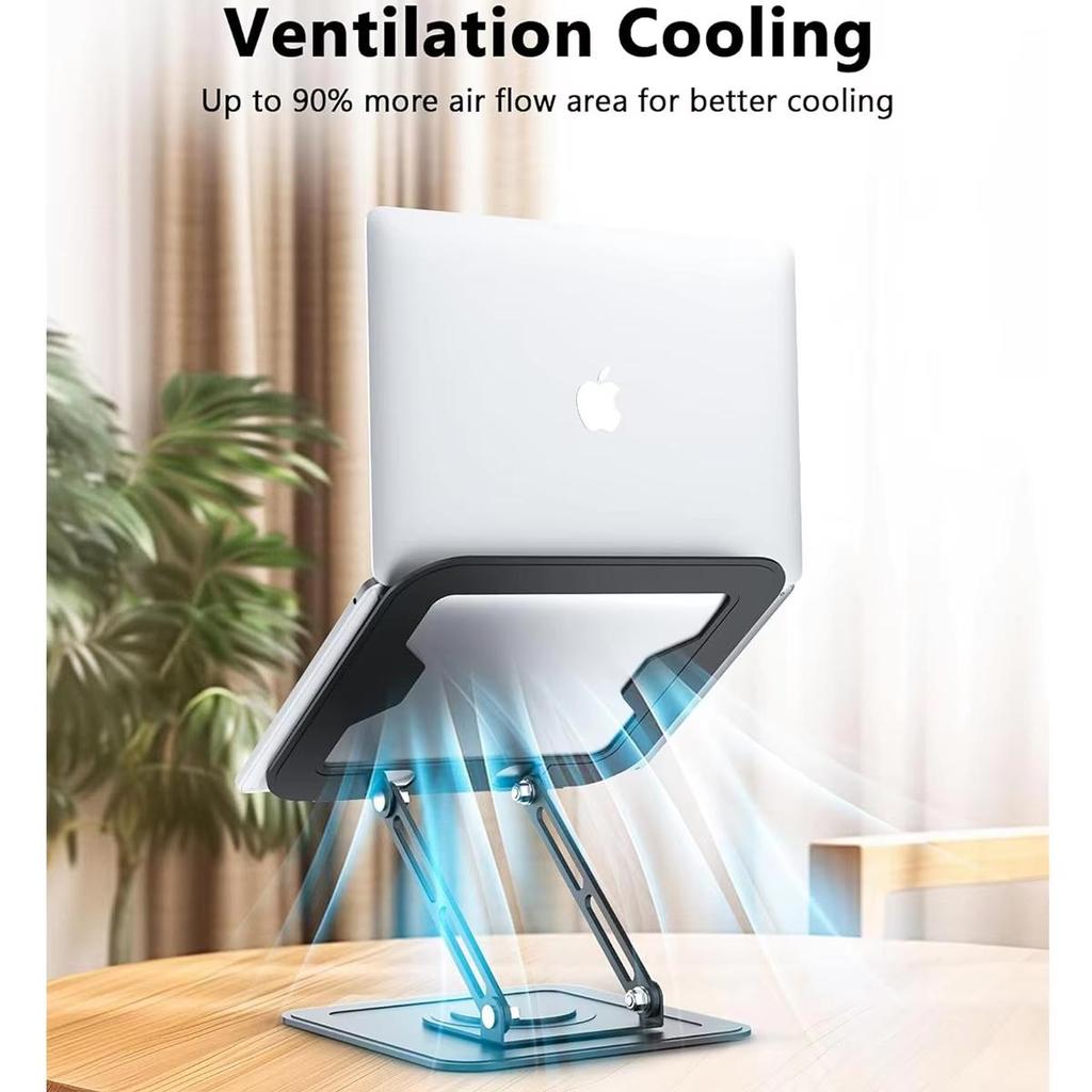Foldable Laptop Stand with 360 Rotating Base,Metal Ergonimic Adjustable Laptop Stand for Desk,Computer Notebook Stand
