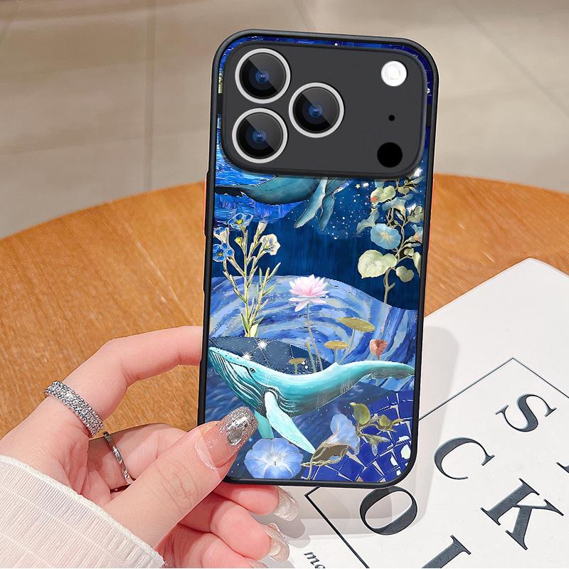 Starry Sky Blue Whale Phone Case For iPhone Air 16e 17 16 15 14 17 Pro Max 13 12 Pro 11 Shockproof Hard PC Soft Edge TPU Matte Cover