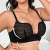 Sexy Deep V Steel Ring Gathered Front Buckle Underwear T-shaped Beautiful Back Round Cup Large Size Fat Girl Exclusive Bra