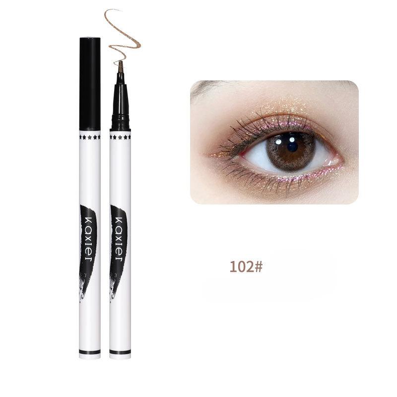 Сверкающая жидкая подводка для глаз шелковичного червя, шелковистая гладкая цветная перламутровая насадка с плоским лезвием