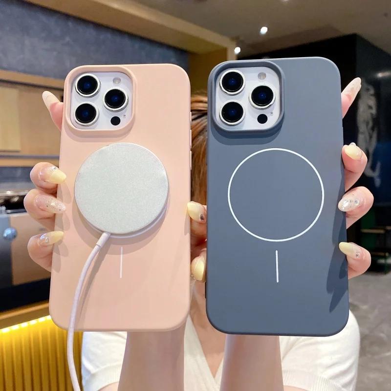 Магнитный Силиконовый Защитный Чехол Для Телефона Для iPhone Air 17 15 14 13 12 11 16 Pro Max Plus 16E Magsafe Беспроводная Зарядка Чехол