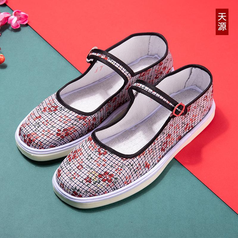 Туфли «Старый Пекин», тканевые туфли, женские туфли с вышивкой, нескользящие бабушкины туфли с одним ремешком, туфли для мам, танцевальная обувь