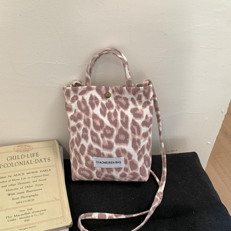 Trendy Autumn Winter Brown Leopard Print Small Buet Bag Women's New 2026 Handheld Crossbody Phone Bag Soft Canvas Daily Use