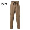 Мужские брюки-карго весна-осень с несколькими карманами, эластичный пояс, прямые спортивные брюки, эластичные брюки, однотонные, свободные, уличный стиль, для бега