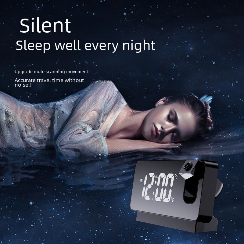 Домашний настольный проекционный будильник с температурой, календарем, функцией повтора сигнала, регулируемой яркостью, бесшумной работой и зеркальным дисплеем