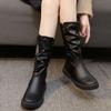 Round Toe Women's Half High Boots Elegant With Low Heels New In Ladies Mid Calf Shoes Boot Work Demi-season Chic Quality 2024 Pu