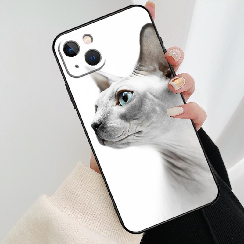 Sphynx Cat Phone Case For iPhone 11 12 13 14 15 16 Pro Max Mini X XR XS Max Plus Cover Funda
