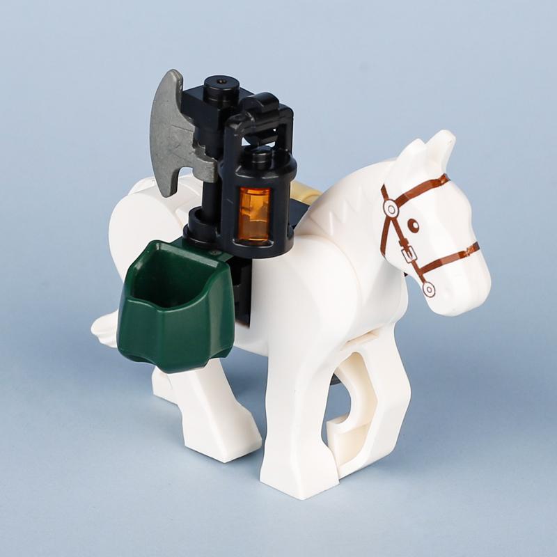 MOC Medieval Building Blocks Soldier Figures Weapons Accessories Armor Shield Flag Transport Ox Horse Mini Brick Toy Gift X010