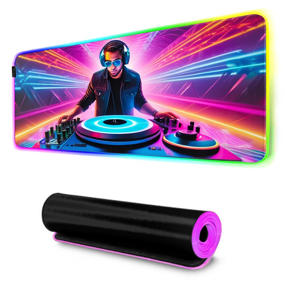 Коврик для мыши DJ RGB Игровой коврик для мыши Большой светодиодный коврик Настольный коврик для ПК Светящийся коврик для мыши Большие коврики для клавиатуры Настольный ковер с подсветкой