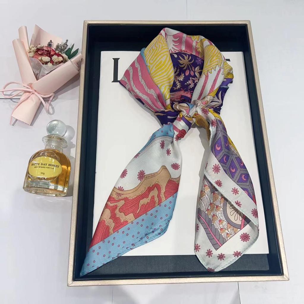 Шелковый шарф женский модный универсальный высокий смысл 70 квадратный шарф защита шеи шарф ретро шарф сумка