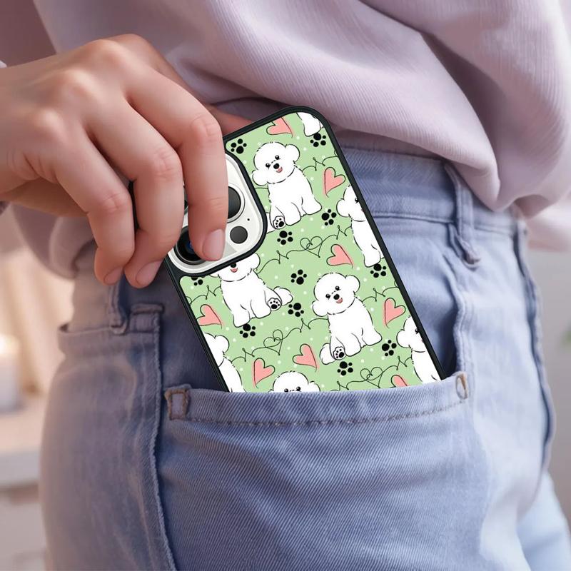 Cute Cartoon Bichon Frise Phone Case For iPhone 17 Air 15 16e 14 13 Pro Max Coque 12 11 Pro Max PLUS cover