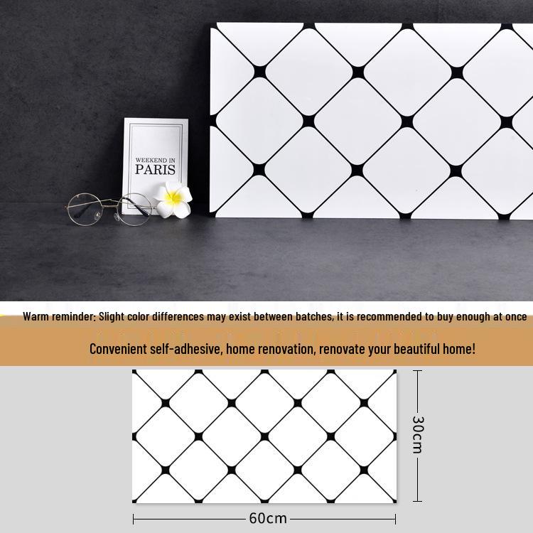 Скандинавский стиль Черно-белая плитка в клетку Самоклеящаяся наклейка на стену для декора магазина молочного чая и закусок.