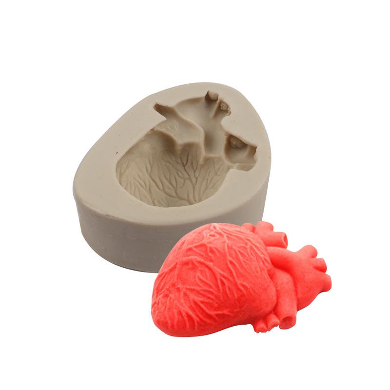 1PC Pastry Cake Dessert Resin Simulation Organ Mold Fondant Mould Halloween Heart Brain Silicone Mold
