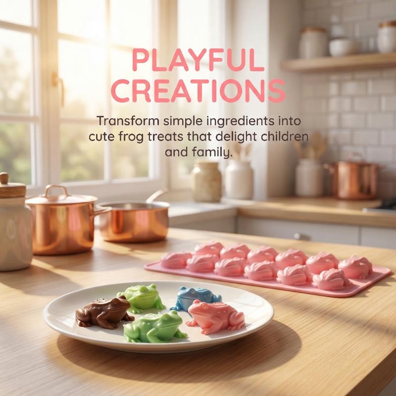 Silicone Frog Molds, 10-Cavity 3D Animal Shape, 7.13 X 4.37 Inches, For Baking