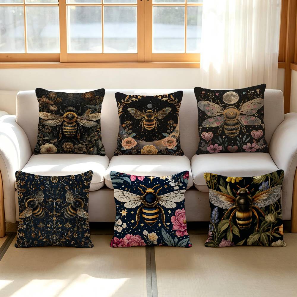 Mystical Vintage Bee Pattern Cushion Cover Pillowcase Upholstery pillows for sofa Throw Pillow Home Decor Pillowcas